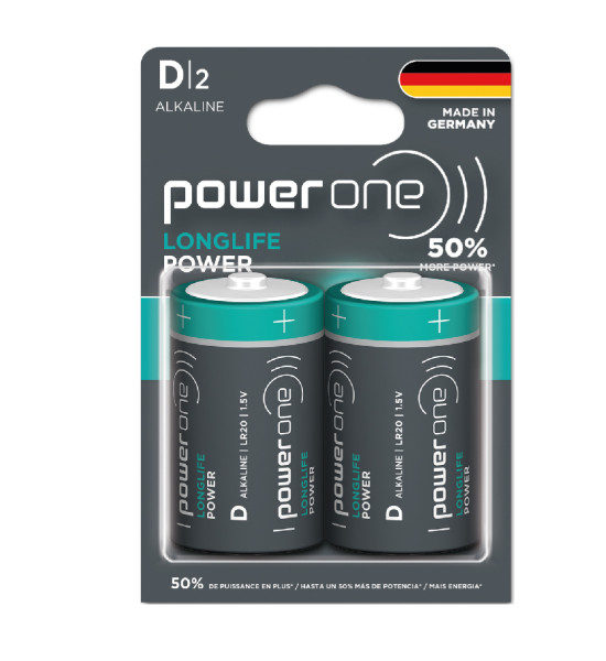 Pilas Alcalinas, Longlife Power, D - Blister x 2 Und.